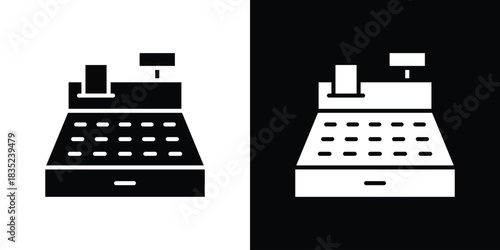 Cash register icons pictogram. Vector isolated shape in modern doodle style.