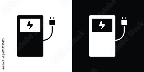 Charging station icons pictogram. Vector isolated shape in modern doodle style.