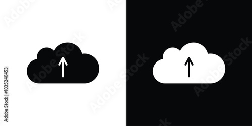 Cloud upload icons pictogram. Vector isolated shape in modern doodle style.