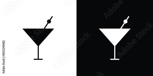 Cocktail icons pictogram. Vector isolated shape in modern doodle style.