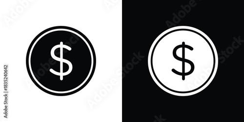Coin icons pictogram. Vector isolated shape in modern doodle style.