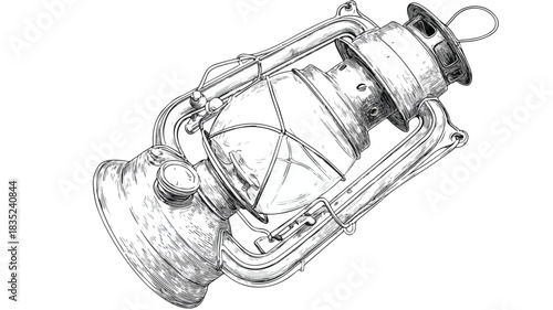 Detailed Lantern with Broken Handle Vector Illustration for Design Projects