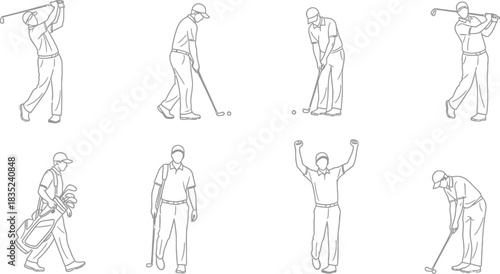 Golf swing sequence illustration depicting different stages of the motion