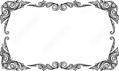 Decorative Frame, Elegant Floral Ornament, Botanical Elements, Vintage Border Design