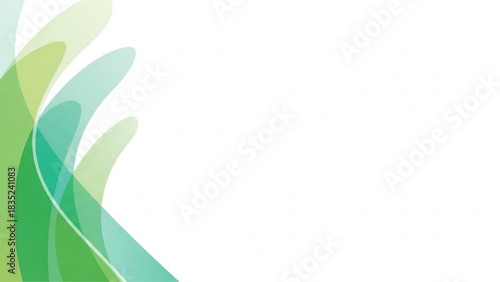 Abstract Eco Business Background with Soft Green Teal Curved Shapes on Clean White Design