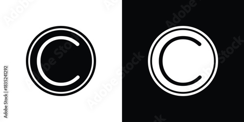 Copyright icons pictogram. Vector isolated shape in modern doodle style.