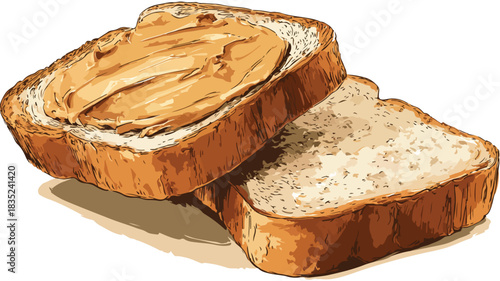 Delicious Peanut Butter on Bread Drawing - Culinary Illustration for Food Enthusiasts