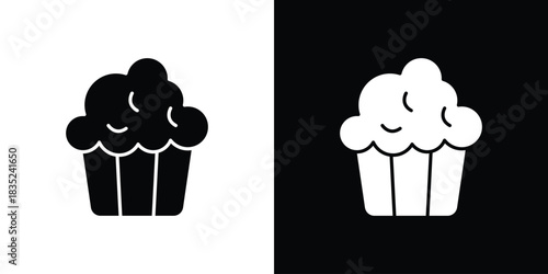 Cupcake icons pictogram. Vector isolated shape in modern doodle style.