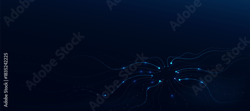 Abstract blue wavy lines on dark gradient background, modern tech banner, corporate business concept, hi-tech abstract background  for presentation business or tech event poster EPS 10