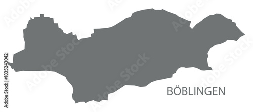 Boeblingen city map with boroughs grey illustration silhouette shape