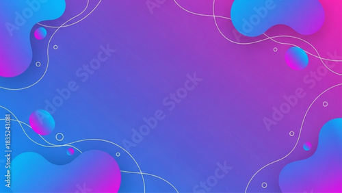 Abstract Gradient Background with Organic Purple Blue Pink Blobs and Clean Tech Line Elements
