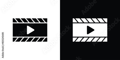 Film icons pictogram. Vector isolated shape in modern doodle style.