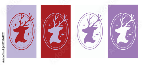 Christmas Reindeer, Festive Holiday Animals, Winter Wonderland, Vector Illustration, Phone Wallpaper, Seamless Pattern, Modern Seasonal Design, Minimalist Trendy Background