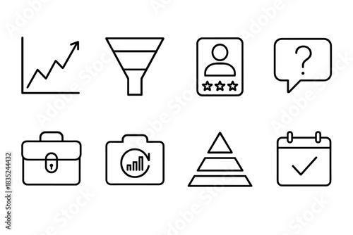 Business and data line icons set