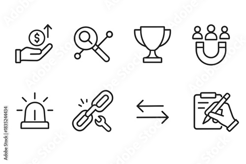 Business and productivity line icons set