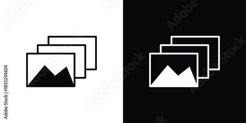 Gallery icons pictogram. Vector isolated shape in modern doodle style.