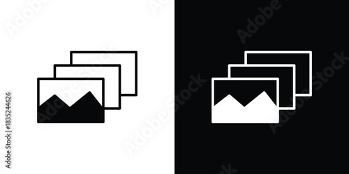 Gallery icons pictogram. Vector isolated shape in modern doodle style.