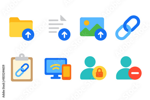 Digital and Online Function Colorful Icons Set