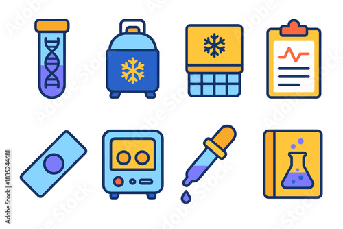 Scientific-themed minimalistic icons set