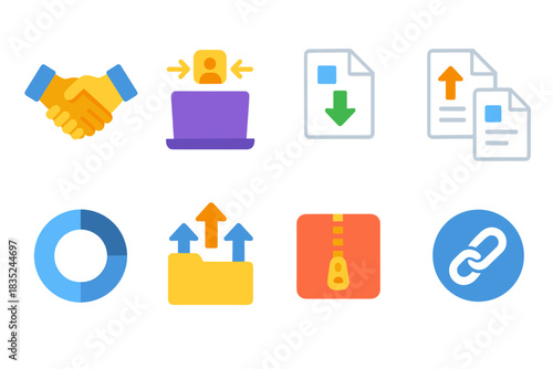 Business and technology flat icons set
