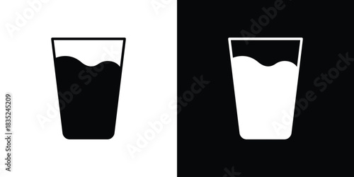 Glass icons pictogram. Vector isolated shape in modern doodle style.