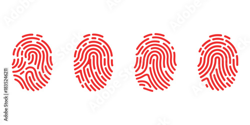 Fingerprint collection identity or security red concept