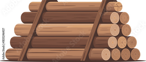 Stacked Wood Logs Firewood Pile Vector Illustration
