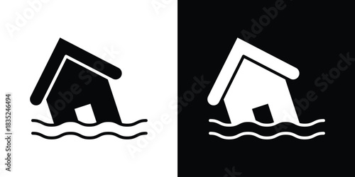 House flood icons pictogram. Vector isolated shape in modern doodle style.