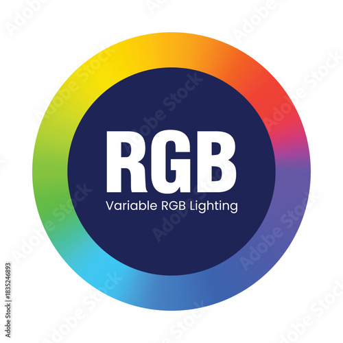 Explore vibrant variable RGB lighting solutions for modern design projects with this eye-catching spectrum circle, perfect for technology and creative industries