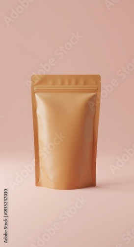 Blank kraft paper stand up pouch packaging mockup