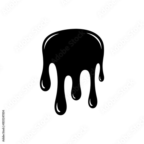 Black Dripping Liquid Blob with Glossy Highlights Illustration.