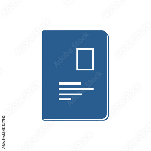 Blue book icon with white details representing a document or record.