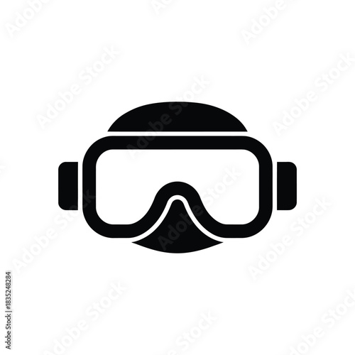 Black silhouette icon of a diving mask or goggles