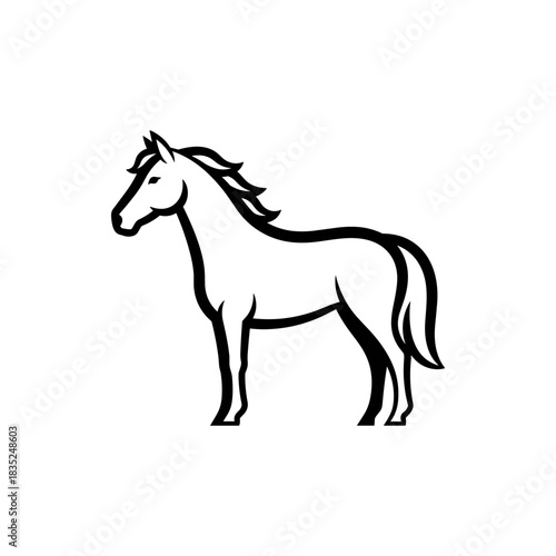 Elegant Horse Silhouette Standing Calmly in Profile View.