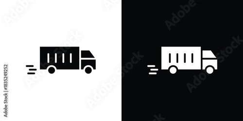 Moving truck icons pictogram. Vector isolated shape in modern doodle style.