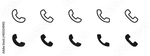 Phone icon. Handset icon for calls and communication sign. Useful for contact pages, mobile apps and hotline support symbol. Simple UI pictogram.
