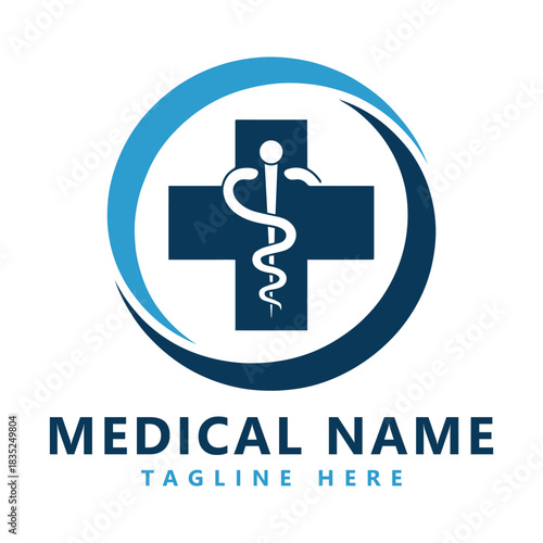 Caduceus medical emblem in paper cut styl