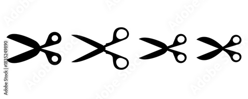 Scissors icon. Simple silhouette of open scissors. Scissors logo icon. Stock vector illustration isolated on white background.