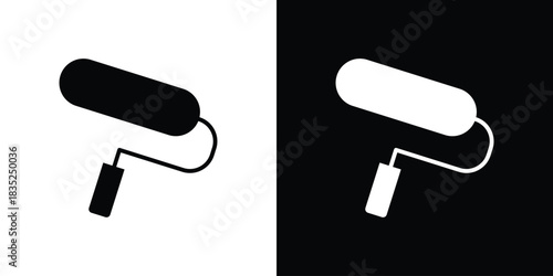 Paint roller icons pictogram. Vector isolated shape in modern doodle style.