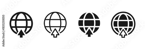 Upload icon. Globe with upward arrow vector showing data transfer symbol. Web world send sign for global file sharing concept pictogram.