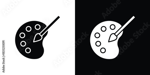 Palette icons pictogram. Vector isolated shape in modern doodle style.