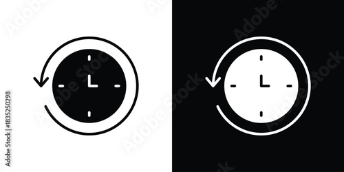 Past time icons pictogram. Vector isolated shape in modern doodle style.