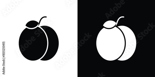 Peach icons pictogram. Vector isolated shape in modern doodle style.