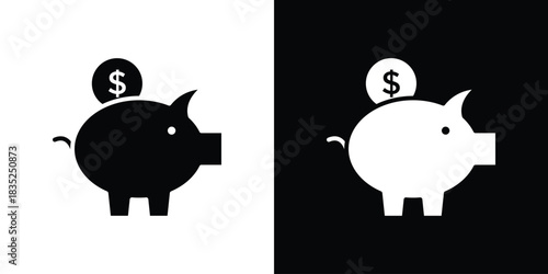 Piggy bank icons pictogram. Vector isolated shape in modern doodle style.