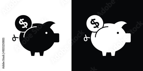 Piggy bank icons pictogram. Vector isolated shape in modern doodle style.
