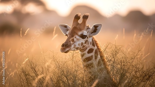 giraffe at sunset