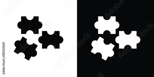 Puzzle icons pictogram. Vector isolated shape in modern doodle style.