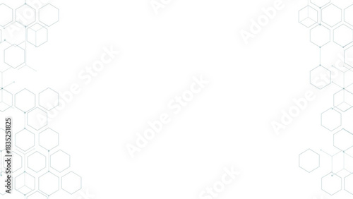 Abstract Hexagon Pattern Background with Light Blue Outlines on White for Tech and Medical Design