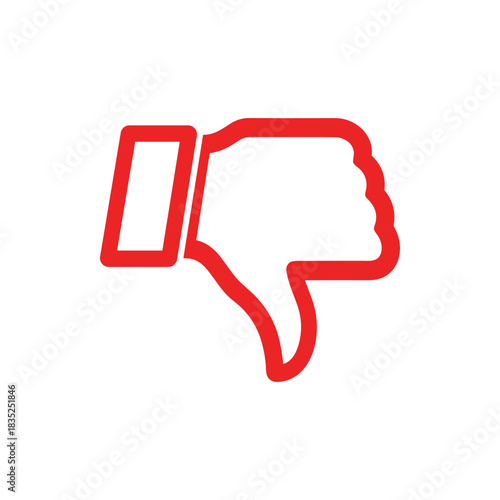 Red Thumb Down Icon Symbol of Disapproval and Dislike.