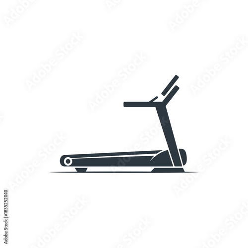 Silhouette of a treadmill for indoor exercise and fitness.